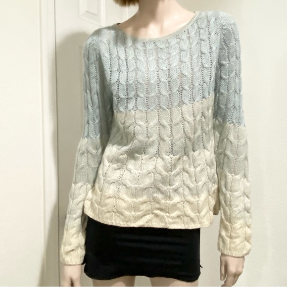 Anthropologie Sparrow Ombre Cable Knit Wool Blend Sweater Size M - Picture 3 of 13